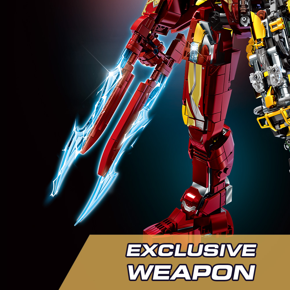 Mesiondy MK50 Armored Hero Semi-Mechanical Mech Building Kit – 2002 PCS Premium Brick System | Deconstructed Collectible Display Model | Light-Up Energy Effects - Image 10