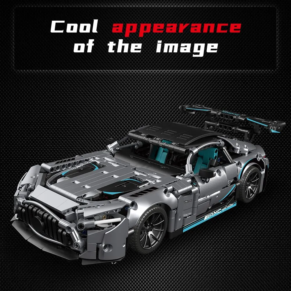 Mesiondy Silver Arrow GT Black Series Building Kit – 1466 PCS Premium Brick System | 1:14 Scale German Supercar | AMG Racing Livery - Image 3